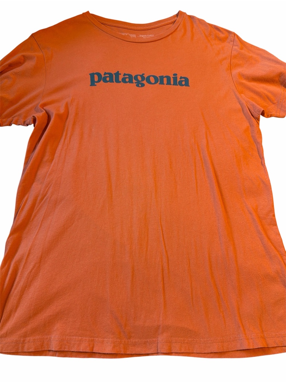 Patagonia Orange Short Sleeve Tee with Navy Logo